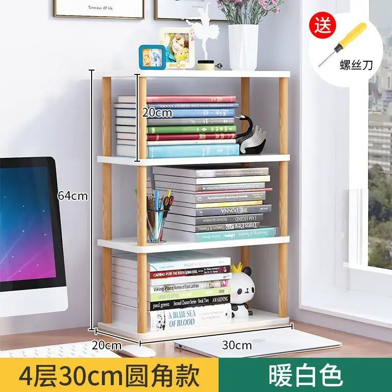 Bookcase Wooden Shelf Desktop Racks Desk Children Storage Multi-fun Office Desk Multi-layer Partition Small Home Storage Holders