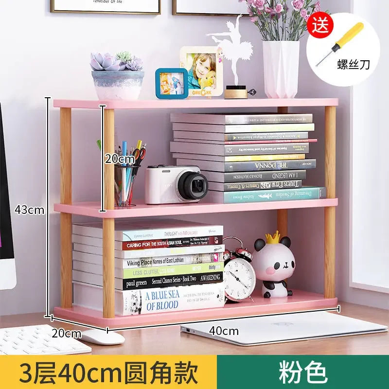 Bookcase Wooden Shelf Desktop Racks Desk Children Storage Multi-fun Office Desk Multi-layer Partition Small Home Storage Holders