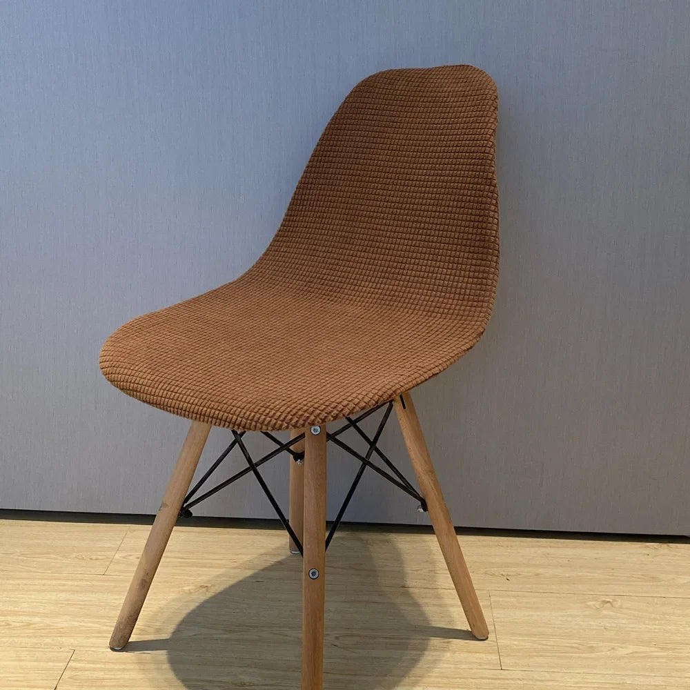 Jacquard Scandinavian Chair Cover Adjustable Round Back Seat Stool Chairs Cover for Dining Room Bar Shell Chairs 1/2/4/6 Pcs