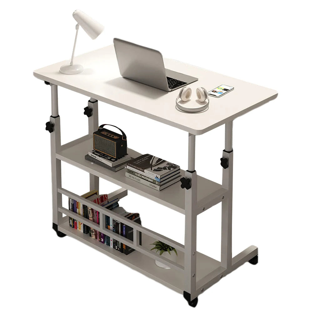 Laptop Desk Height Adjustable Tabletop Mobile Stand with 360° Rolling Swivel Wheel Bedside Table Laptop Desk for Home Office