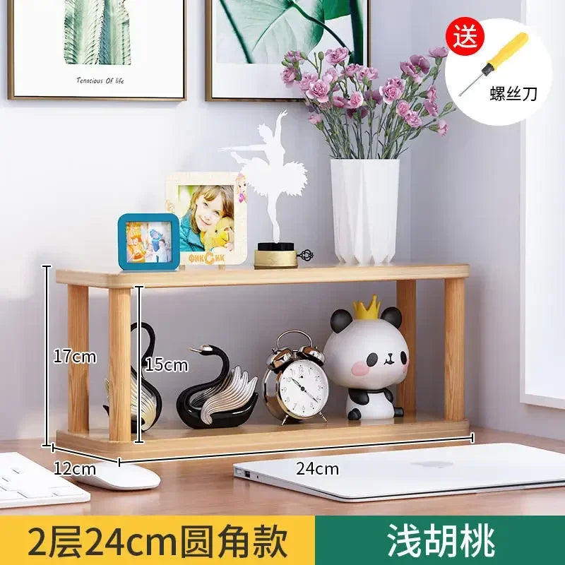 Bookcase Wooden Shelf Desktop Racks Desk Children Storage Multi-fun Office Desk Multi-layer Partition Small Home Storage Holders