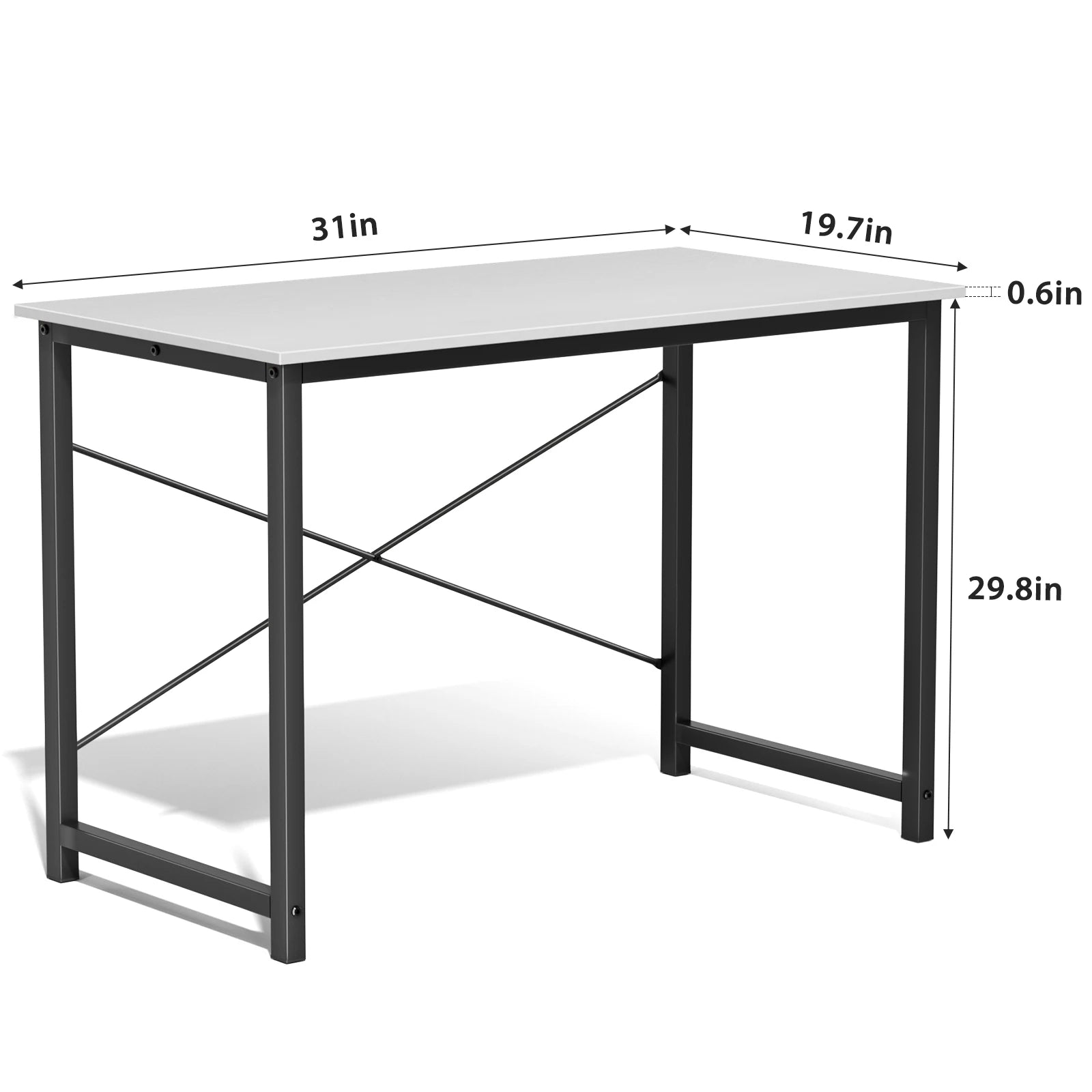 Computer Office Desk Writing Study Office Gaming Table Modern Simple Style Compact Metal Frame Wood Tabletop Easy Assembly