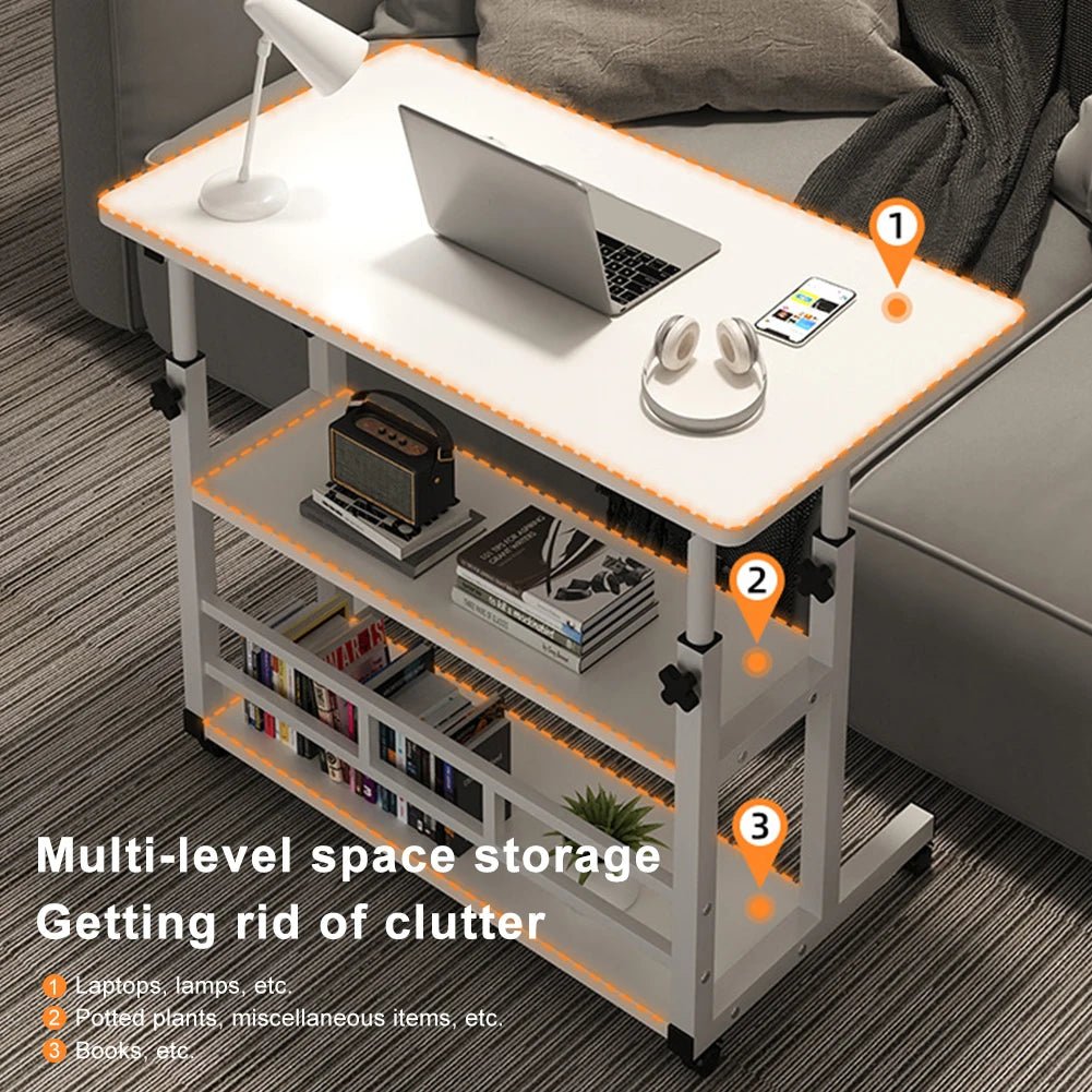 Multi-Layer Standing Desk Small Office Desk Adjustable Height Wooden Computer Desk Workstation Work Table Laptop Desk for Home