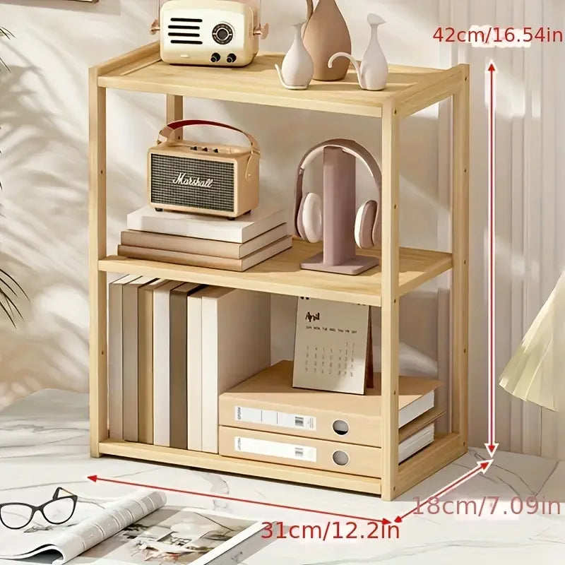 Wooden 3-layer Desktop Storage Rack Stationery Organizer Multifunctional Office Desk Accessories School Supplies