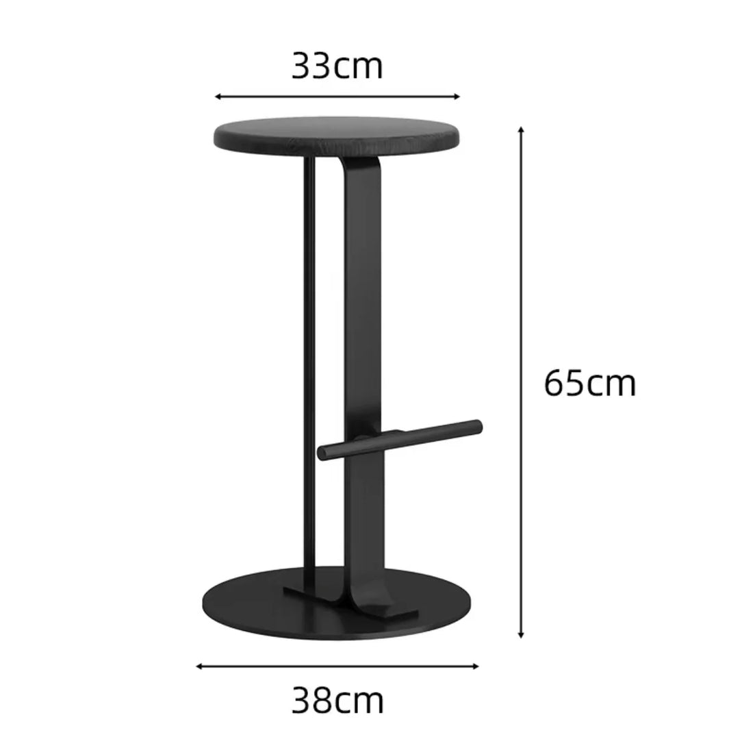 ‌Scandinavian Bar Stools, Solid Wood & Iron Height-Adjustable, Wide Base Counter Seats, Bistro-Grade Home Bar Furniture