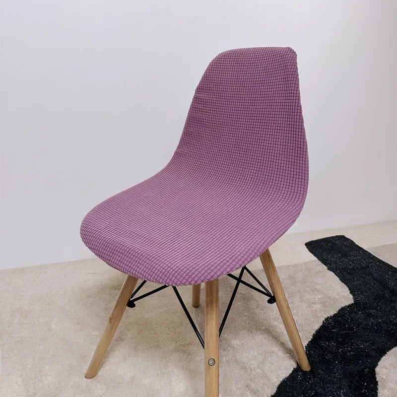 Jacquard Scandinavian Chair Cover Adjustable Round Back Seat Stool Chairs Cover for Dining Room Bar Shell Chairs 1/2/4/6 Pcs