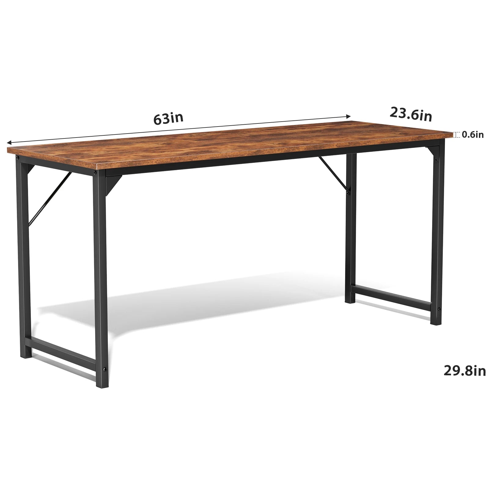 Computer Office Desk Writing Study Office Gaming Table Modern Simple Style Compact Metal Frame Wood Tabletop Easy Assembly
