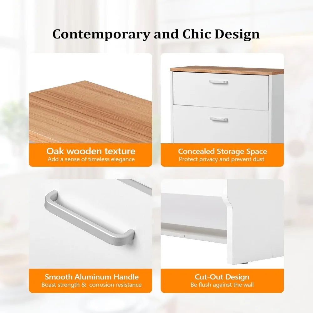 Shoe Cabinet Storage for Entryway Ultra Slim with 2 Flip &1Drop-Down Drawers, 24.8" W Narrow Shoe Cabinet for Front Door