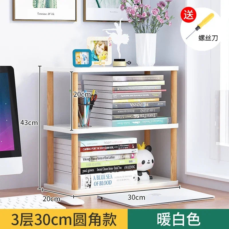 Bookcase Wooden Shelf Desktop Racks Desk Children Storage Multi-fun Office Desk Multi-layer Partition Small Home Storage Holders