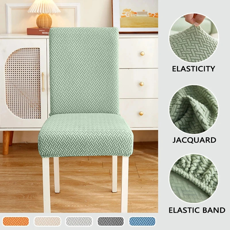 Jacquard Chair Cover, Durable Elastic Fabric Dining Chairs Cover, Stretch Covers For Kitchen Dining Room Chairs, Home Decor