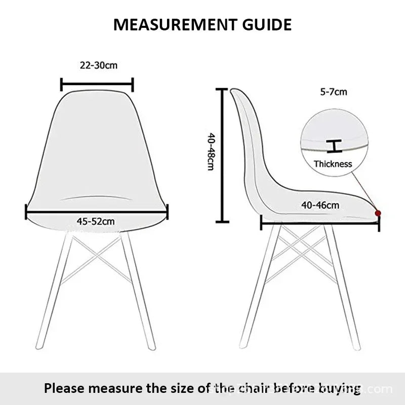 Jacquard Scandinavian Chair Cover Adjustable Round Back Seat Stool Chairs Cover for Dining Room Bar Shell Chairs 1/2/4/6 Pcs