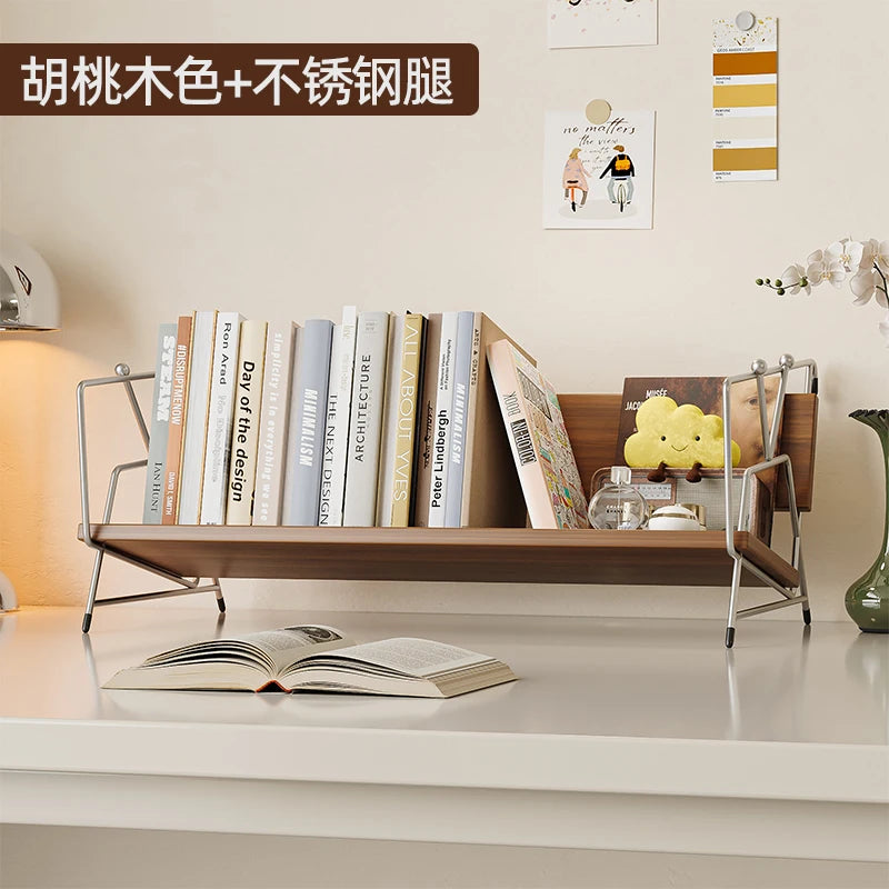 Modern Multifunctional Desktop Bookshelf Creative Desk Organizer Elegant Tabletop Display Rack Office Bookcase Stand for Showcas