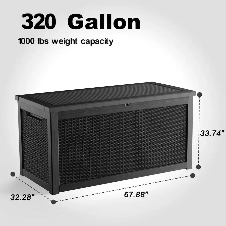 Gallon Outdoor Deck Box, Lockable Waterproof Outdoor Storage Boxes For Garden Tools,Indoor Cushions,Accessories Outside Storage