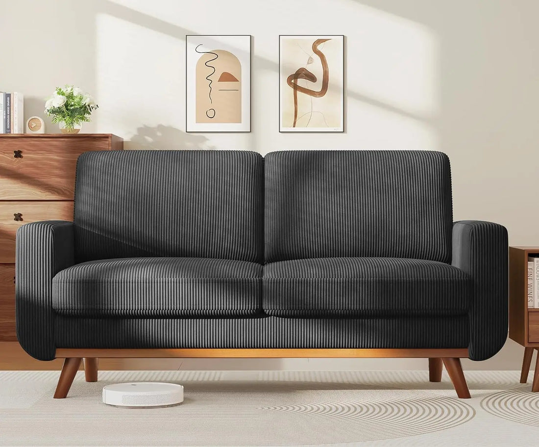 97" L-Shape Modular Sectional Sofa 3-Seat Corduroy Movable Ottoman Living Room Green, Customized
