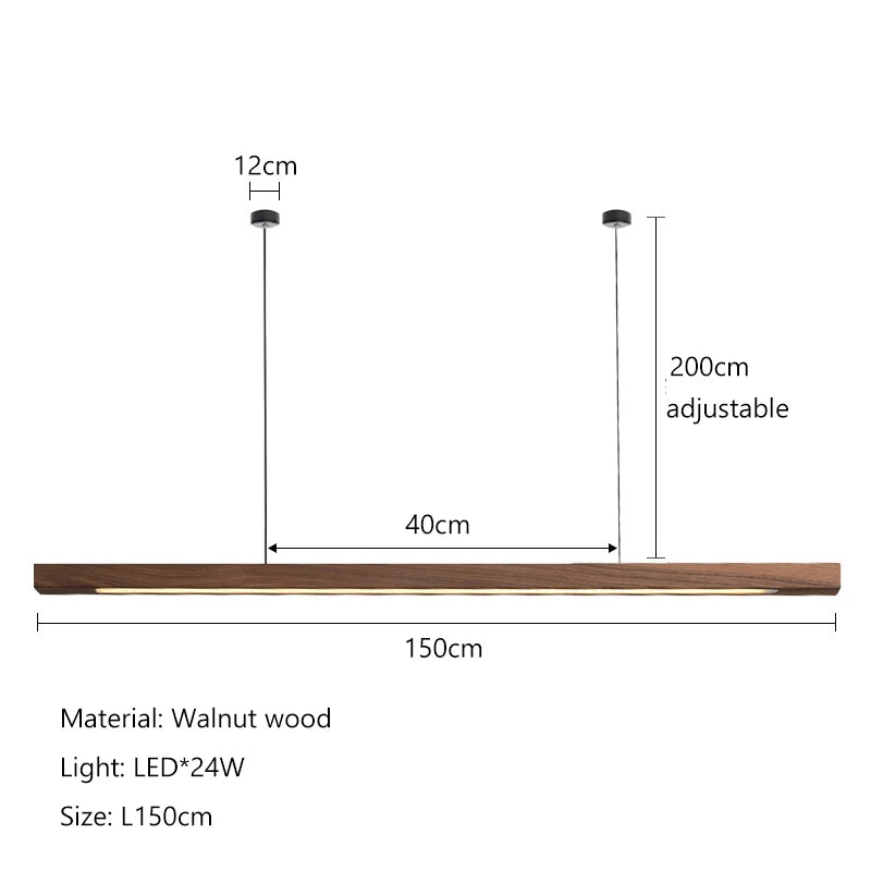 Nordic Minimalist Wabi Sabi Wind Strip Wood Led Pendant Lights Restaurant Bar Home Decor Lamp Dining Room Office Desk Chandelier