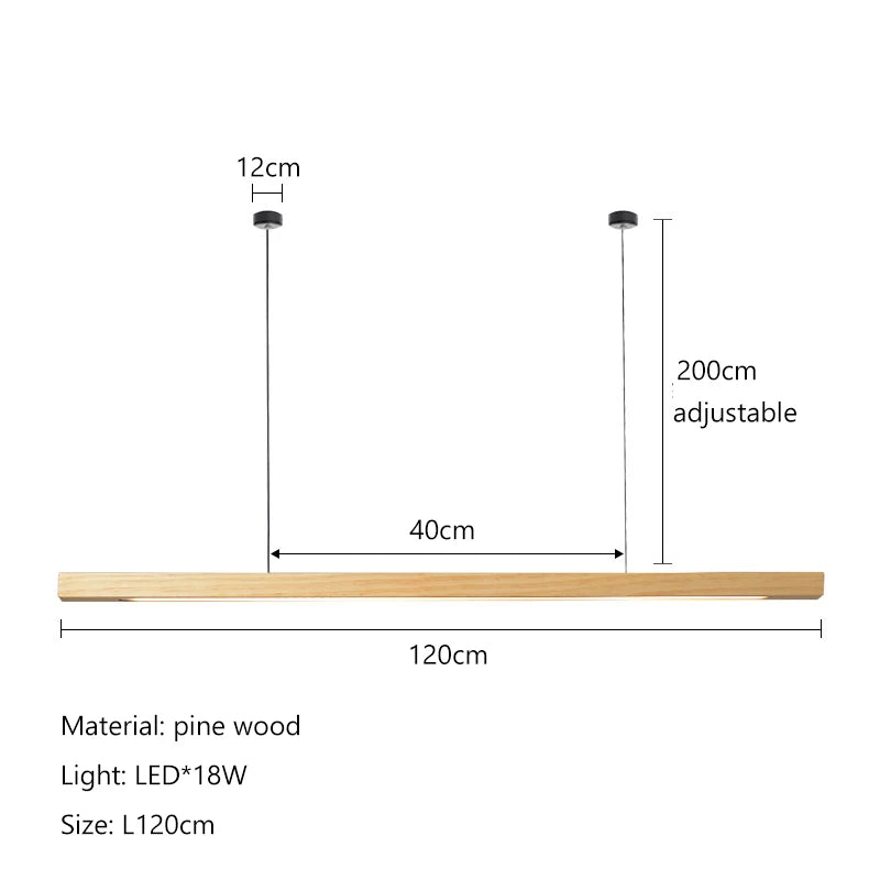 Nordic Minimalist Wabi Sabi Wind Strip Wood Led Pendant Lights Restaurant Bar Home Decor Lamp Dining Room Office Desk Chandelier