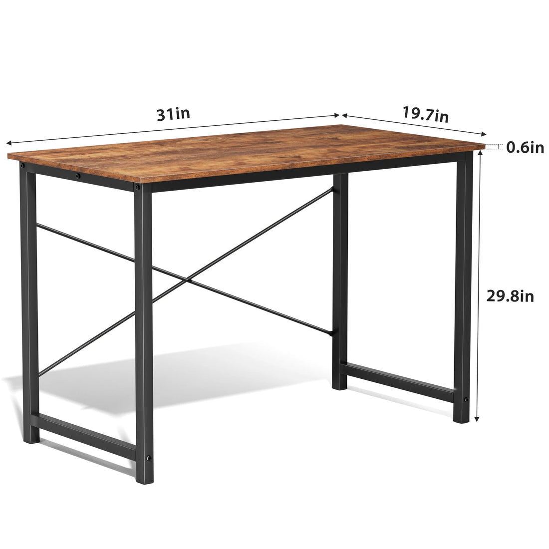 Computer Office Desk Writing Study Office Gaming Table Modern Simple Style Compact Metal Frame Wood Tabletop Easy Assembly