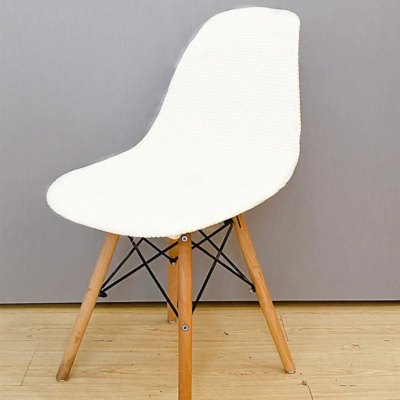 Jacquard Scandinavian Chair Cover Adjustable Round Back Seat Stool Chairs Cover for Dining Room Bar Shell Chairs 1/2/4/6 Pcs