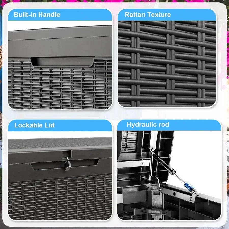 Gallon Outdoor Deck Box, Lockable Waterproof Outdoor Storage Boxes For Garden Tools,Indoor Cushions,Accessories Outside Storage