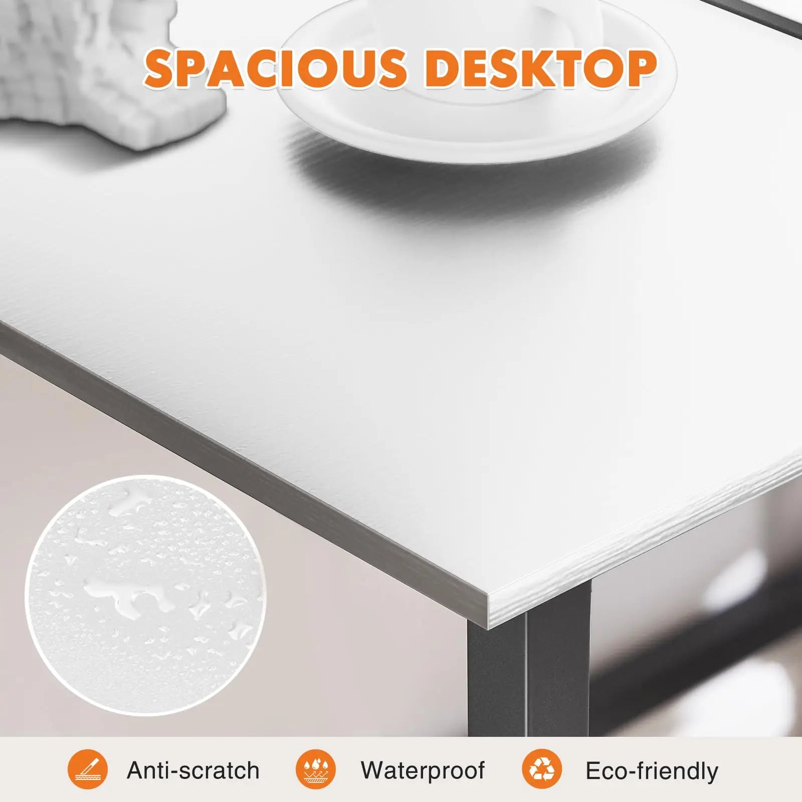 Computer Office Desk Writing Study Office Gaming Table Modern Simple Style Compact Metal Frame Wood Tabletop Easy Assembly