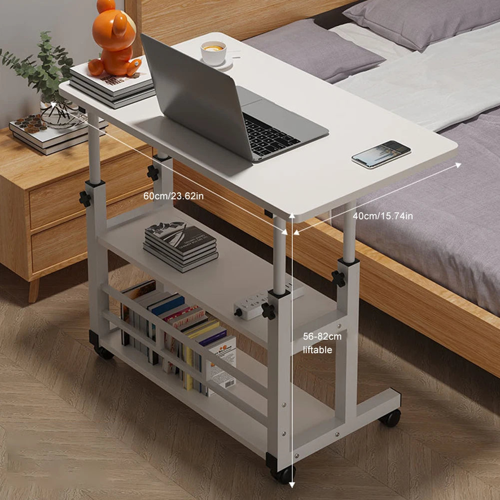 Multi-Layer Standing Desk Small Office Desk Adjustable Height Wooden Computer Desk Workstation Work Table Laptop Desk for Home