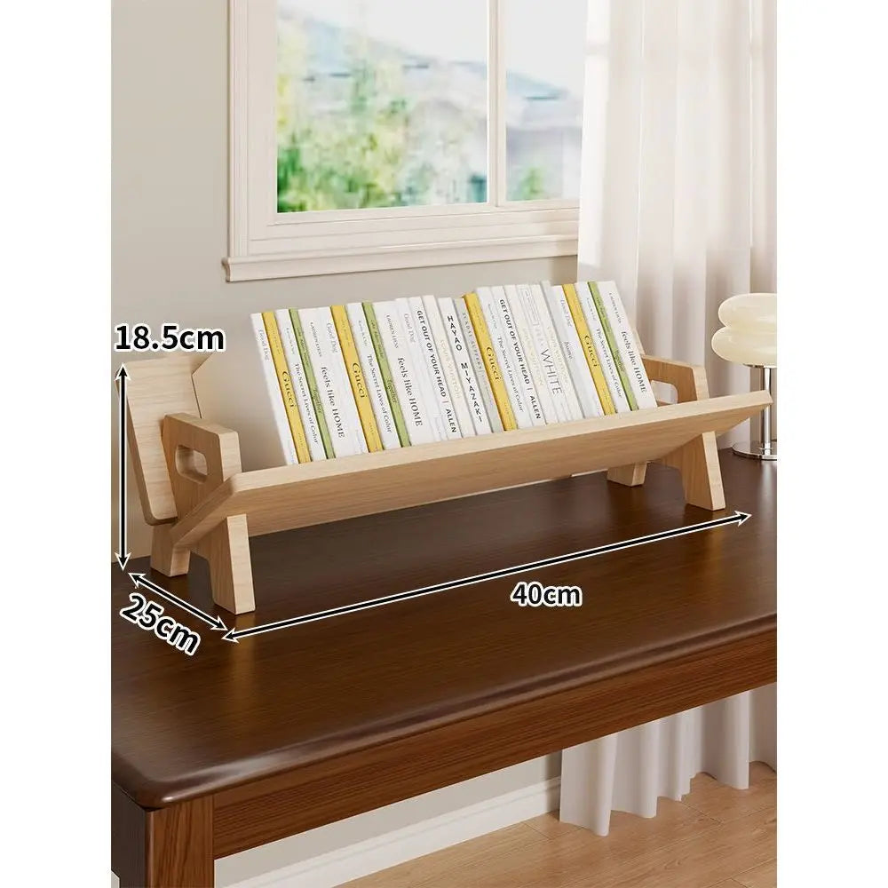 Wood Tilting Bookcase in Living Room/Office Desktop Book Shelf Organizer Bookshelves Storage Rack for CDs/Magazine/Books Display