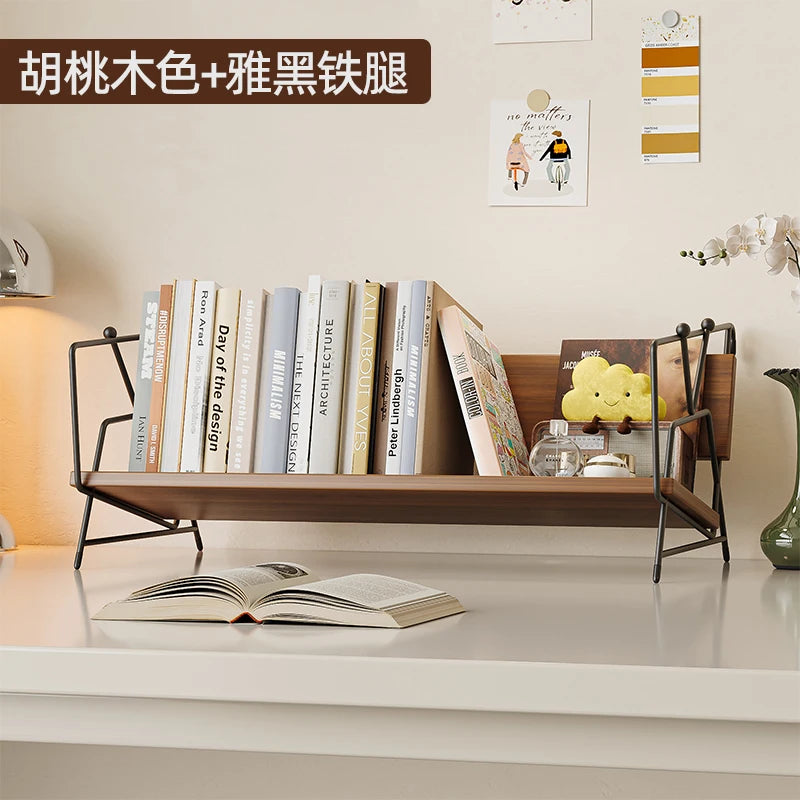 Modern Multifunctional Desktop Bookshelf Creative Desk Organizer Elegant Tabletop Display Rack Office Bookcase Stand for Showcas