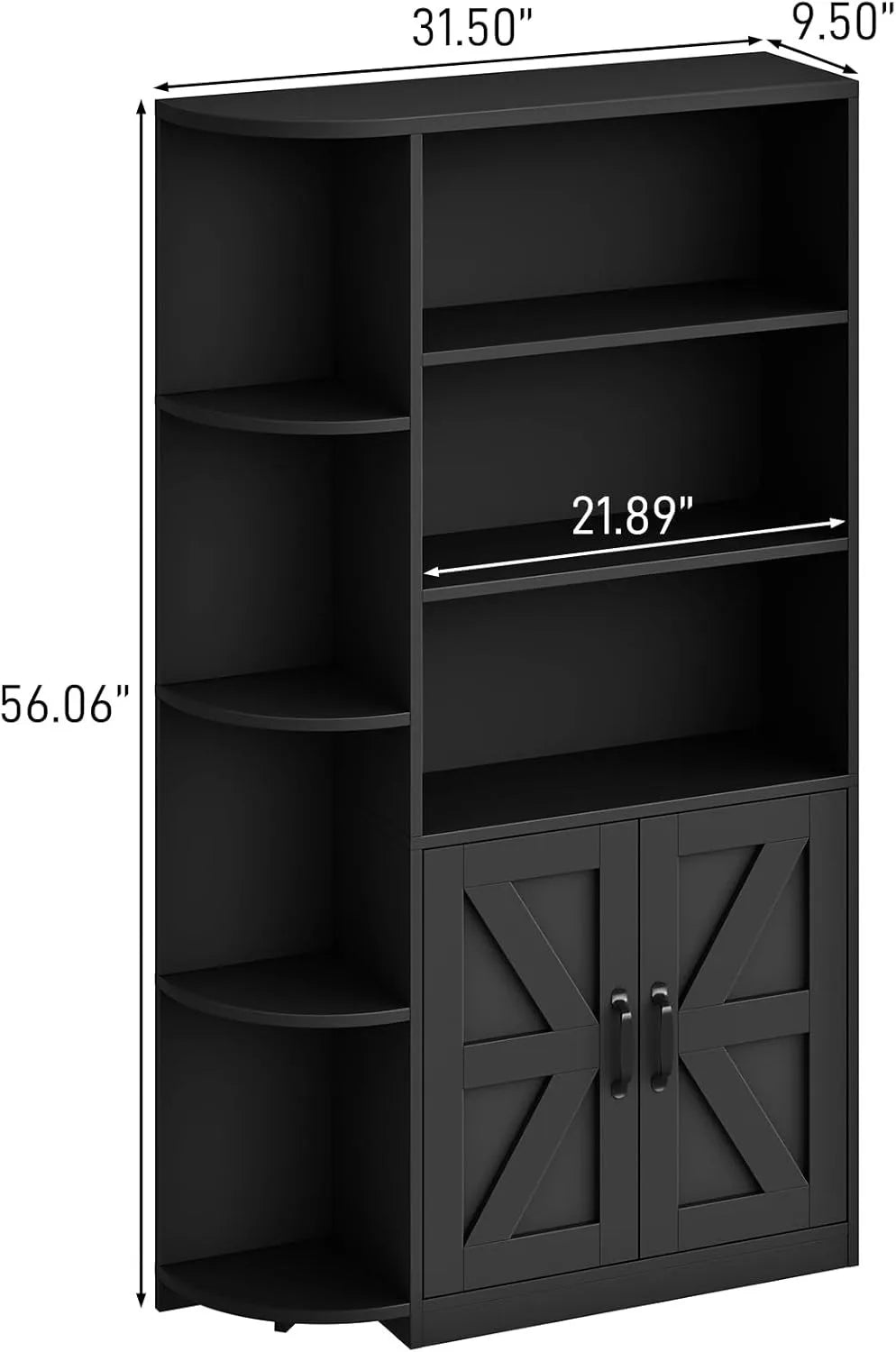 Wholesale Black Bookcase Corner Bookshelf With Shelves Cabinet Doors Adjustable Shelf For Living Room Office