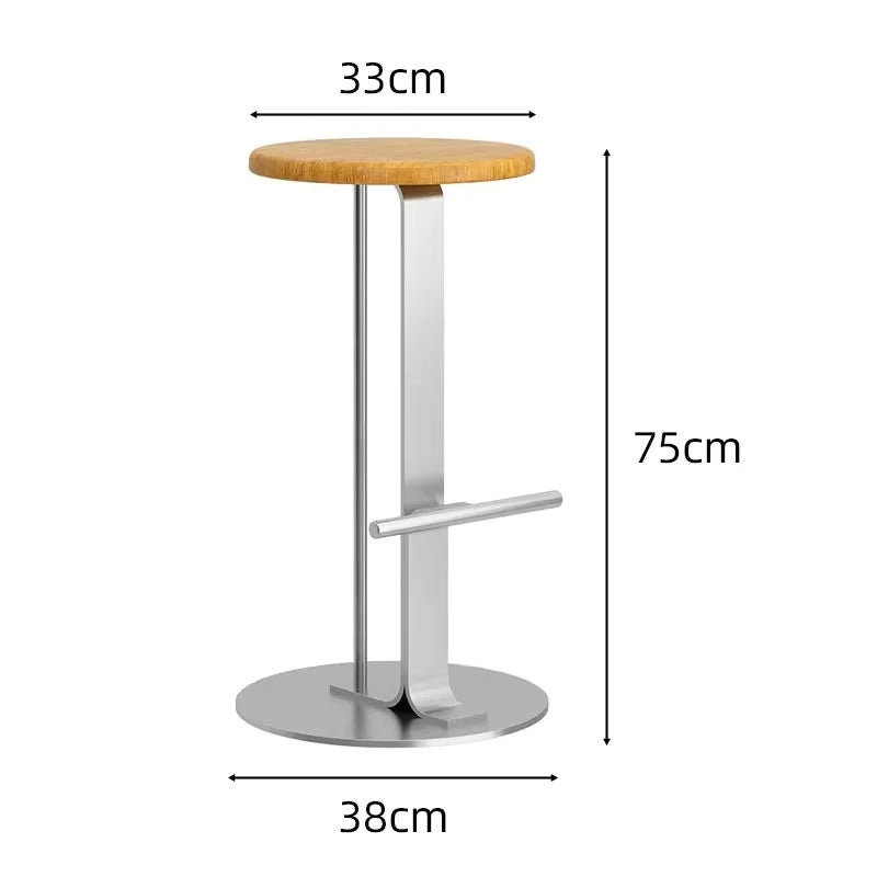 ‌Scandinavian Bar Stools, Solid Wood & Iron Height-Adjustable, Wide Base Counter Seats, Bistro-Grade Home Bar Furniture