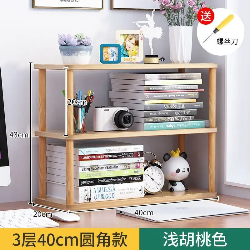 Bookcase Wooden Shelf Desktop Racks Desk Children Storage Multi-fun Office Desk Multi-layer Partition Small Home Storage Holders