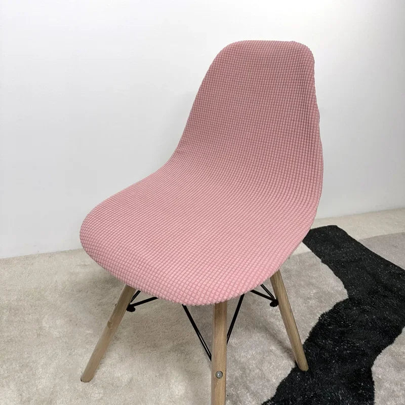 Jacquard Scandinavian Chair Cover Adjustable Round Back Seat Stool Chairs Cover for Dining Room Bar Shell Chairs 1/2/4/6 Pcs