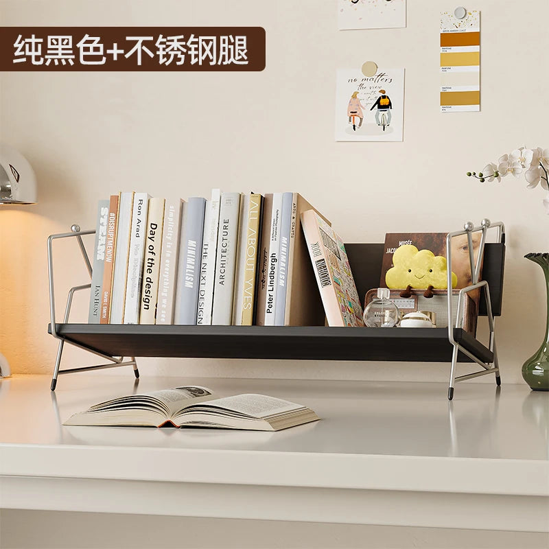 Modern Multifunctional Desktop Bookshelf Creative Desk Organizer Elegant Tabletop Display Rack Office Bookcase Stand for Showcas