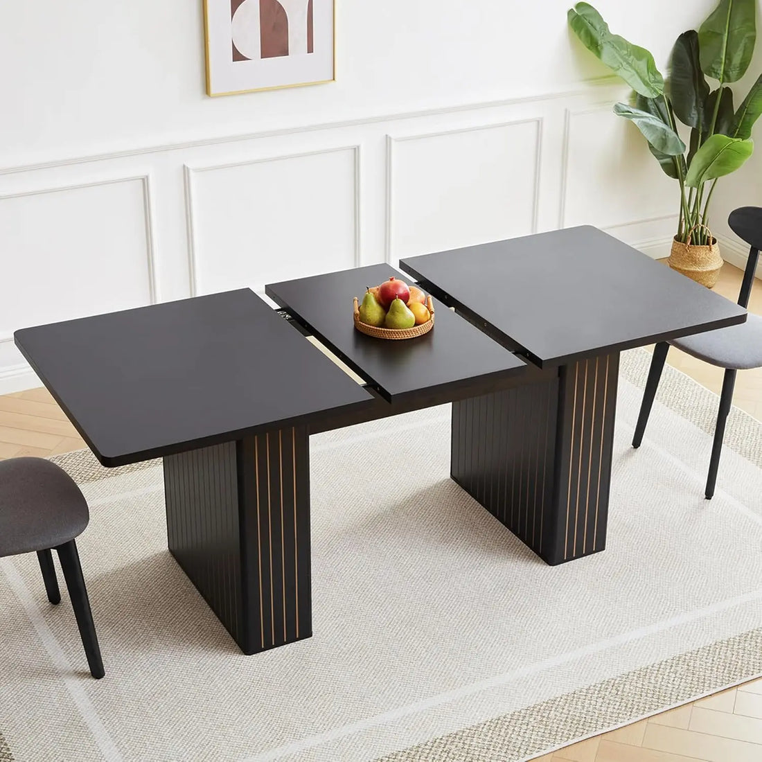 41 in-78 in Extendable Dining Room Table for 4-8, Round Expandable Kitchen Table with Fluted Base, Modern Farmhouse, Customized