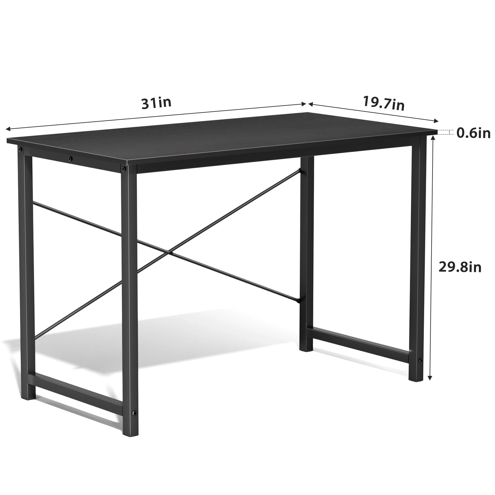 Computer Office Desk Writing Study Office Gaming Table Modern Simple Style Compact Metal Frame Wood Tabletop Easy Assembly