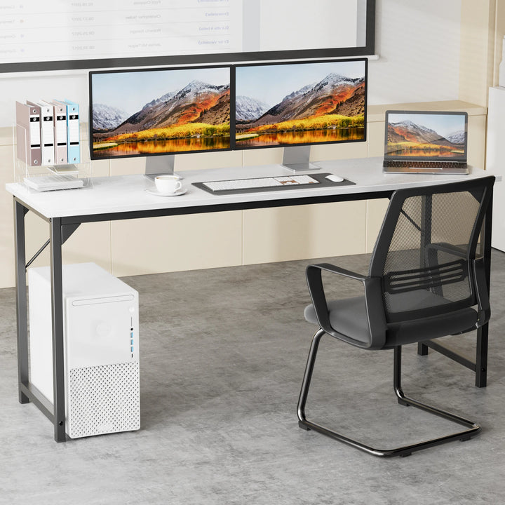 Computer Office Desk Writing Study Office Gaming Table Modern Simple Style Compact Metal Frame Wood Tabletop Easy Assembly