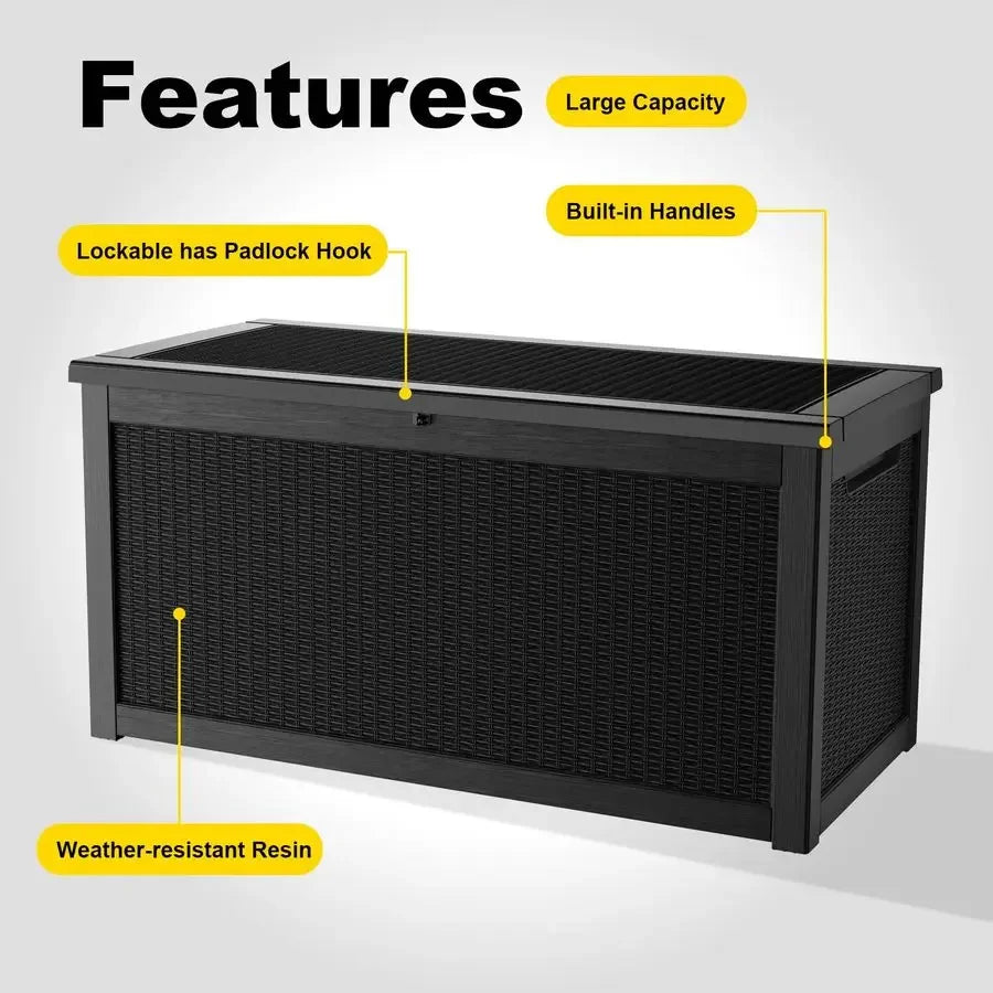 Gallon Outdoor Deck Box, Lockable Waterproof Outdoor Storage Boxes For Garden Tools,Indoor Cushions,Accessories Outside Storage