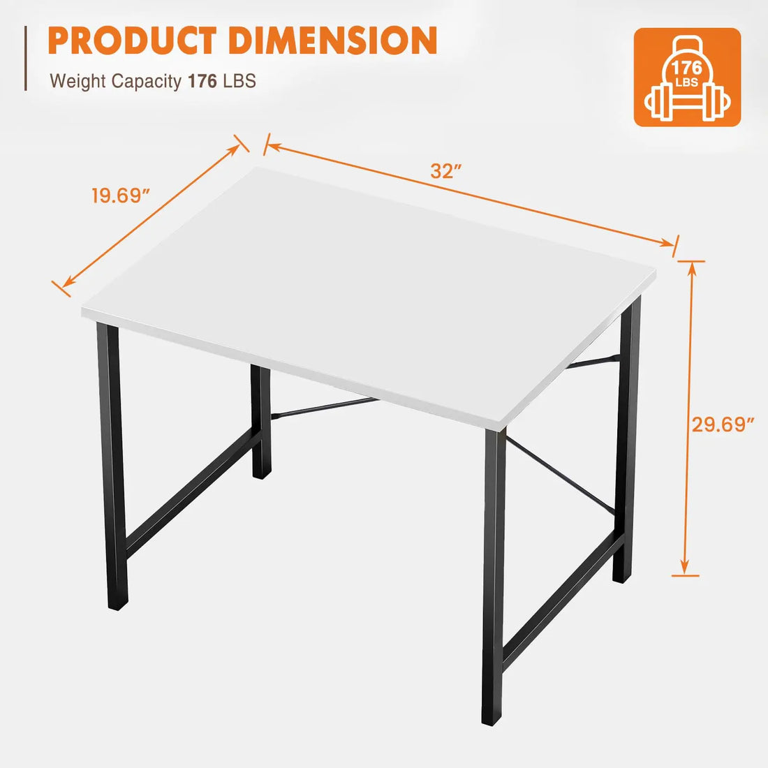 Computer Office Desk Writing Study Office Gaming Table Modern Simple Style Compact Metal Frame Wood Tabletop Easy Assembly