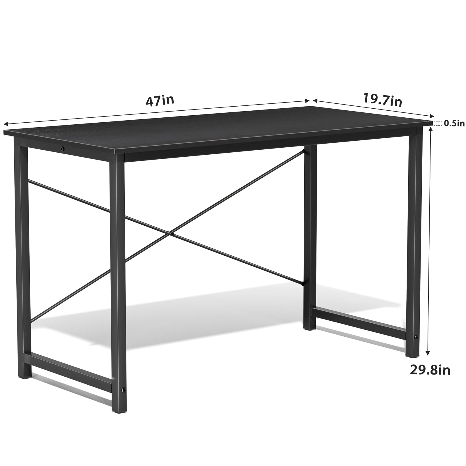 Computer Office Desk Writing Study Office Gaming Table Modern Simple Style Compact Metal Frame Wood Tabletop Easy Assembly