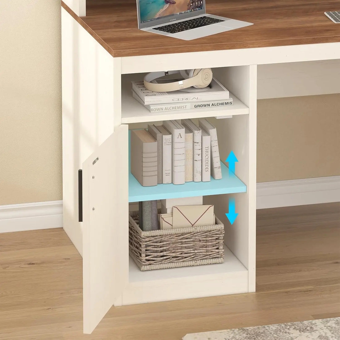 65 Inch Computer Desk with 3 Drawers & Storage Shelves, Executive Desk with File Drawer & Cabinet, Home Office Desk, Customized