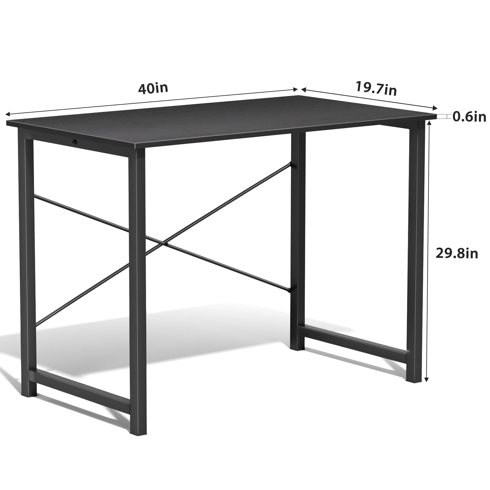Computer Office Desk Writing Study Office Gaming Table Modern Simple Style Compact Metal Frame Wood Tabletop Easy Assembly