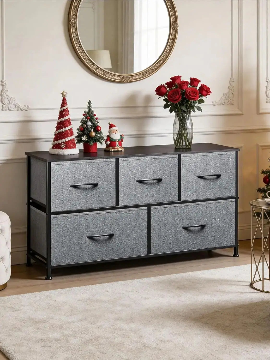 5-Drawer Fabric Chest of Drawers Sturdy Metal Frame 100cm Wide Ample Storage for Bedroom, Dressing Room, Hallway