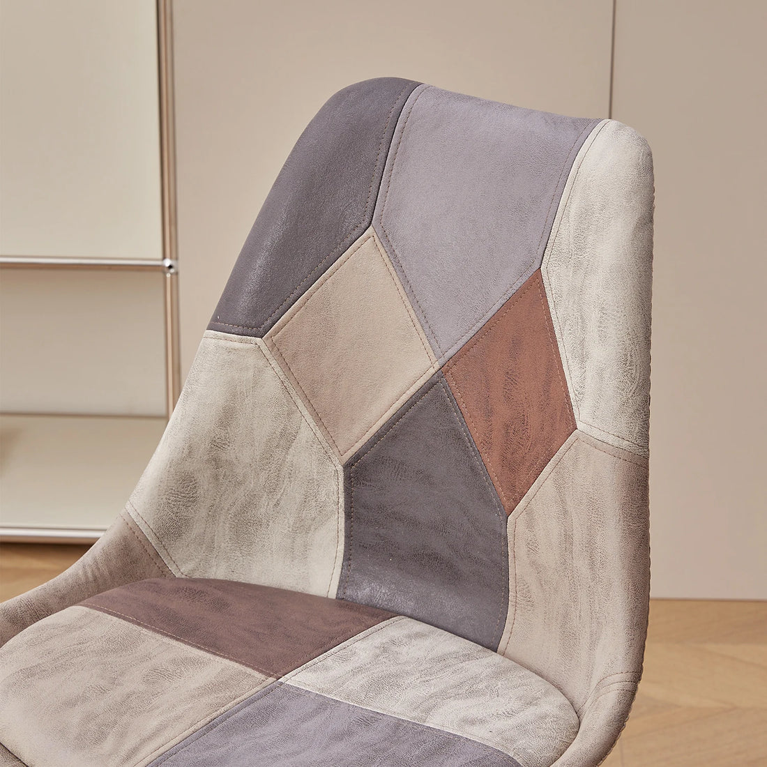 EGOONM Set of 2/4 Dining Chairs Patchwork Chairs with Wooden Legs and padded seat for Kitchen Living Room Technical cloth fabric