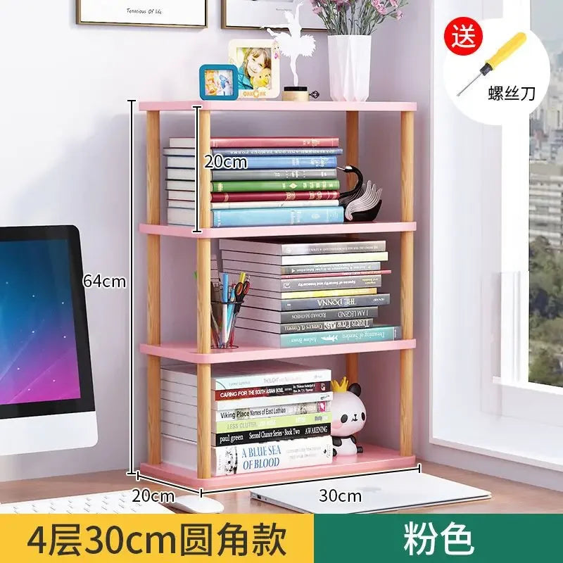 Bookcase Wooden Shelf Desktop Racks Desk Children Storage Multi-fun Office Desk Multi-layer Partition Small Home Storage Holders