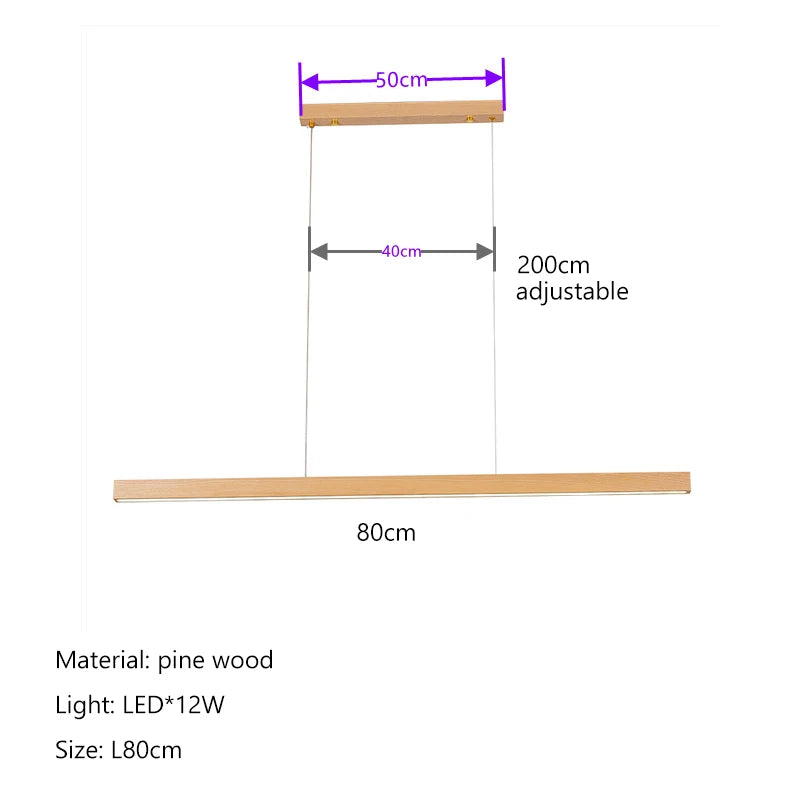 Nordic Minimalist Wabi Sabi Wind Strip Wood Led Pendant Lights Restaurant Bar Home Decor Lamp Dining Room Office Desk Chandelier