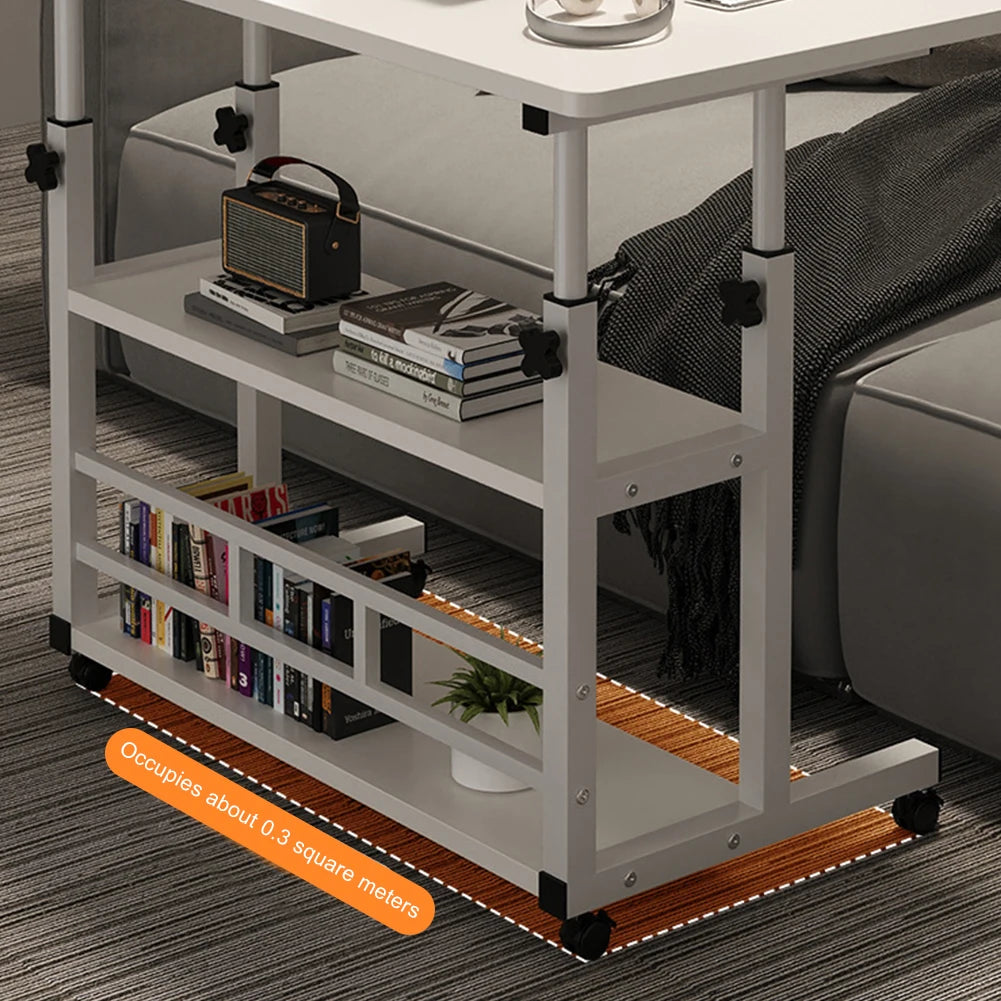 Laptop Desk Height Adjustable Tabletop Mobile Stand with 360° Rolling Swivel Wheel Bedside Table Laptop Desk for Home Office