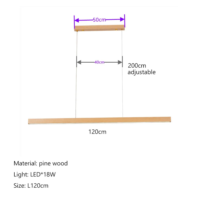 Nordic Minimalist Wabi Sabi Wind Strip Wood Led Pendant Lights Restaurant Bar Home Decor Lamp Dining Room Office Desk Chandelier
