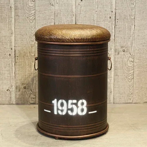 Retro Industrial Bar Stool with Heavy Duty Metal Frame & Leather Bucket Seat,Vintage Style Home Bar Pub Furniture, Easy Assembly