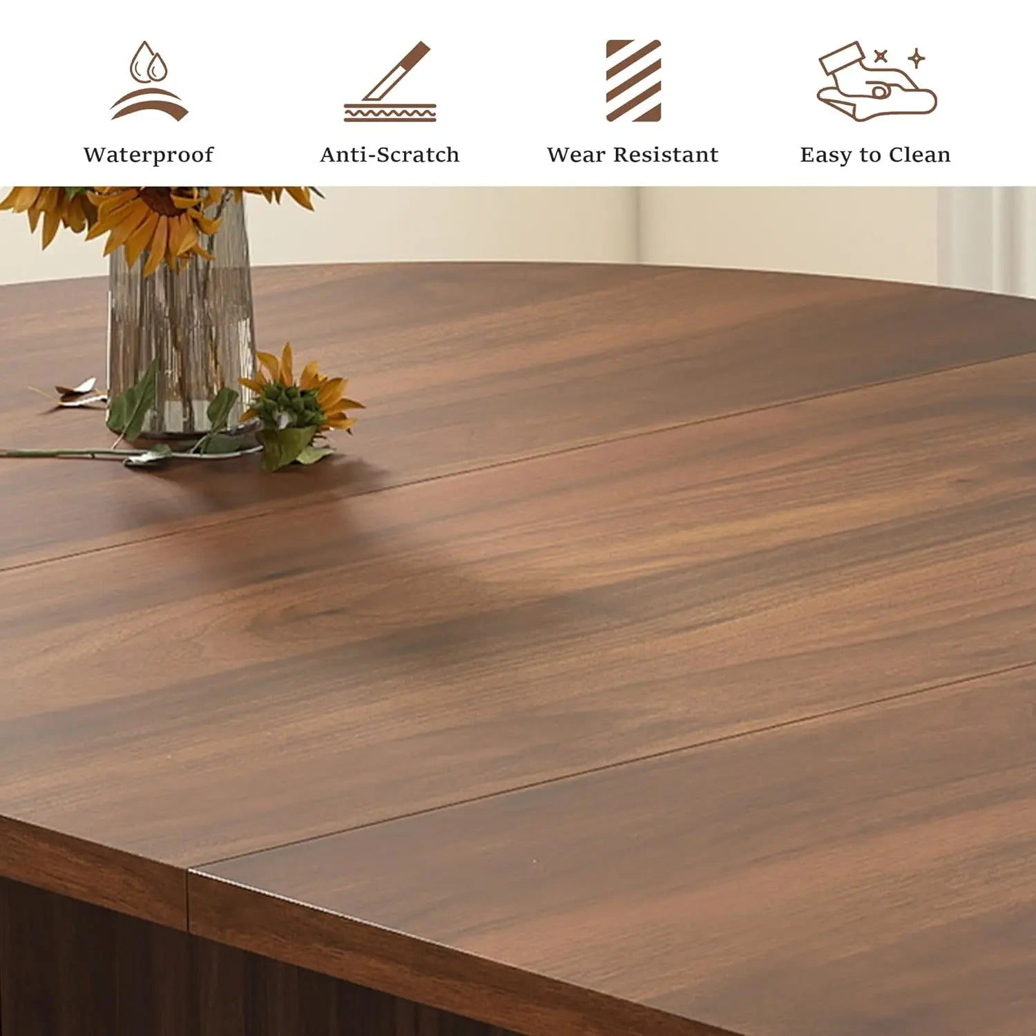 41 in-78 in Extendable Dining Room Table for 4-8, Round Expandable Kitchen Table with Fluted Base, Modern Farmhouse, Customized