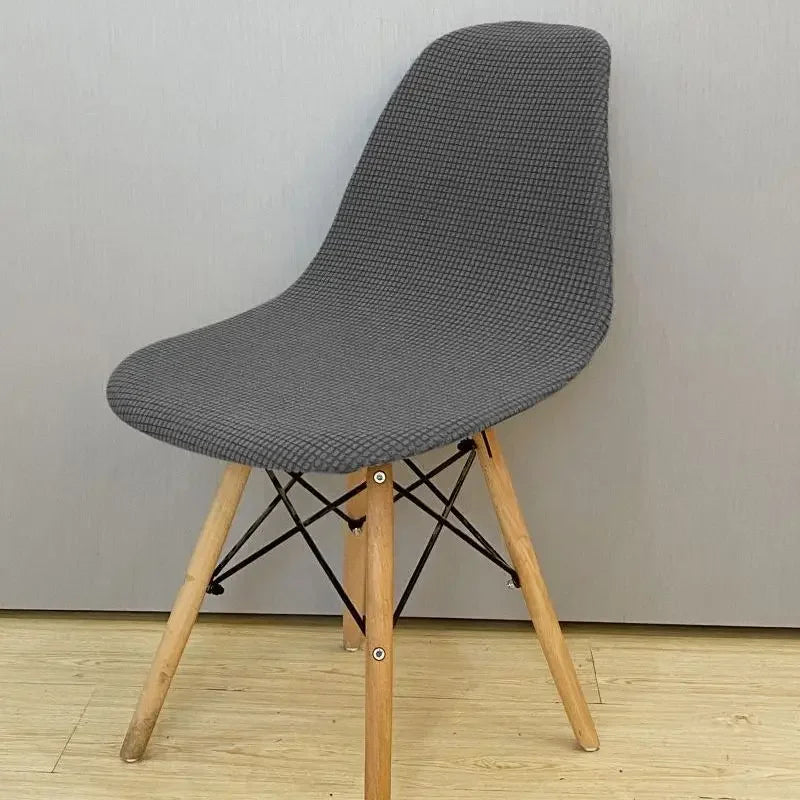 Jacquard Scandinavian Chair Cover Adjustable Round Back Seat Stool Chairs Cover for Dining Room Bar Shell Chairs 1/2/4/6 Pcs