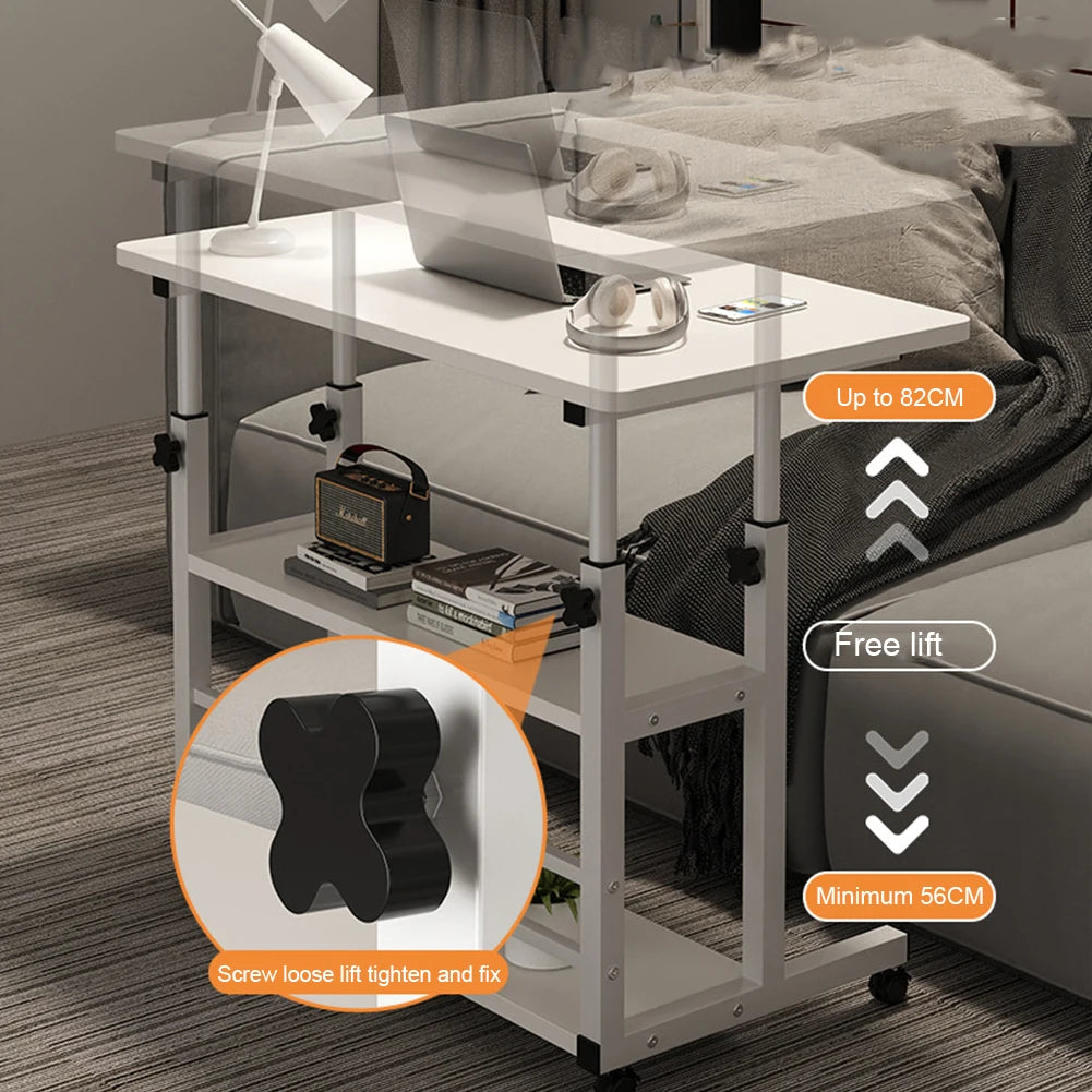 Multi-Layer Standing Desk Small Office Desk Adjustable Height Wooden Computer Desk Workstation Work Table Laptop Desk for Home